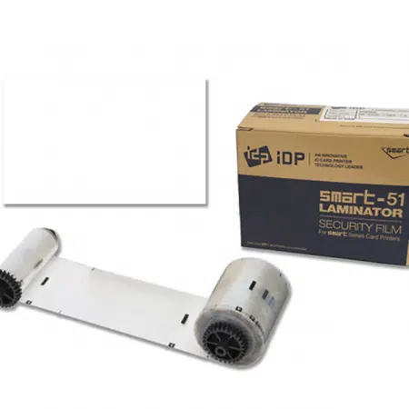 659390 IDP SMART-51L series clear patch type laminate film w/ 1mil (25mic), and standard 250 cards/roll