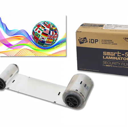 659392 IDP SMART-51L hologram patch type laminate film w/ 1mil (25mic), "Globe Flags" and 250 cards/roll