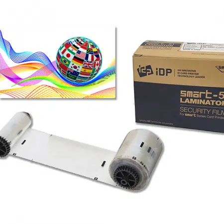 659392 IDP SMART-51L hologram patch type laminate film w/ 1mil (25mic), "Globe Flags" and 250 cards/roll