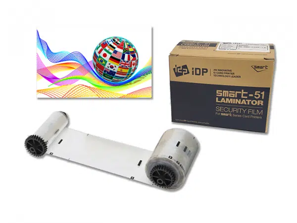 659392 IDP SMART-51L hologram patch type laminate film w/ 1mil (25mic), "Globe Flags" and 250 cards/roll