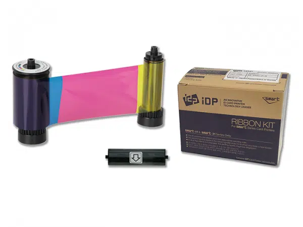 659863 IDP SMART-31 & 51 series YMCKO full-color, resin black and overlay panel ribbon with cleaning roller, 100 cards/roll
