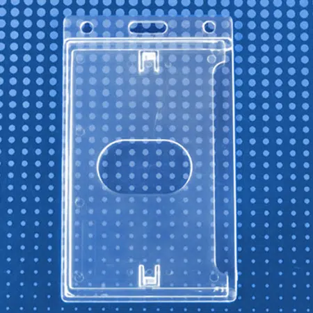 900616 IDP Economy crystal clear vertical badge holder with side loaded card dispenser, 50 Pack
