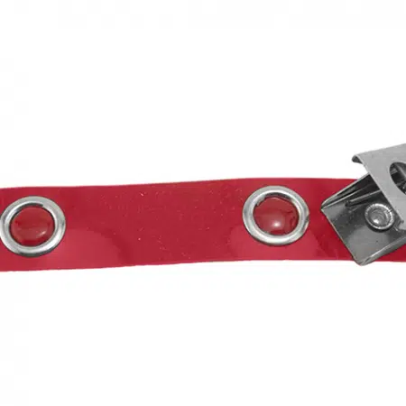 900634-R IDP Badge Reel, Vinyl Strap Clip w/ Nickel Plated Steel 2-Hold Clip. (Red Black, Blue) 100 Pack