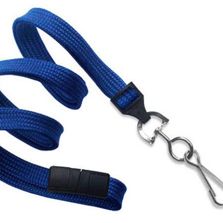 900640 IDP 3/8" Round Breakaway Lanyard w/ Nickel Plated Steel Swivel Hook, Royal Blue. 100 Pack