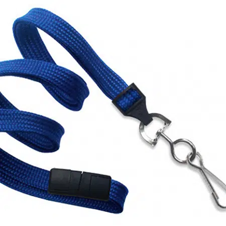 900640 IDP 3/8" Round Breakaway Lanyard w/ Nickel Plated Steel Swivel Hook, Royal Blue. 100 Pack