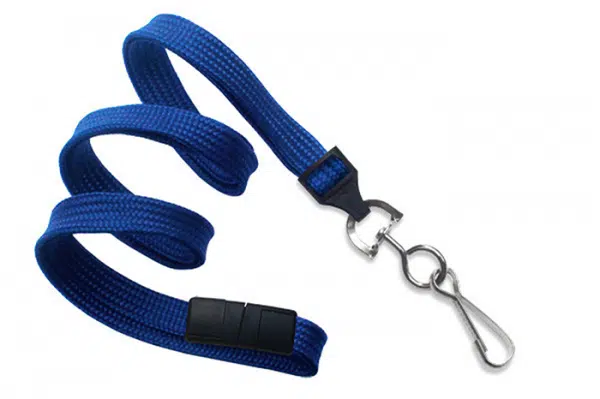 900640 IDP 3/8" Round Breakaway Lanyard w/ Nickel Plated Steel Swivel Hook, Royal Blue. 100 Pack