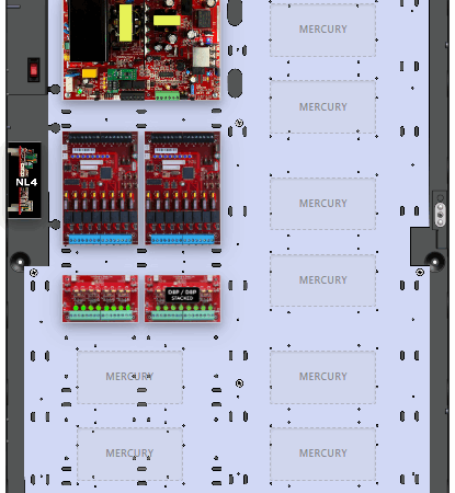 LifeSafetyPower FPO150-3D8P2M8NL4E6M Mercury Unified Power Systems 150W Single Voltage, 120 VAC 16 Managed Lock Outputs 24 Auxiliary Outputs