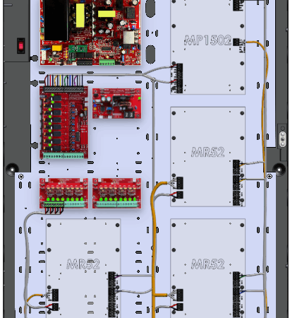 LifeSafetyPower FPO150-B100C82D8PE6M/T8-A/E Mercury ProWire Power Systems 150W Dual Voltage, 230 VAC 8 Relay Lock Outputs 16 Auxiliary Outputs