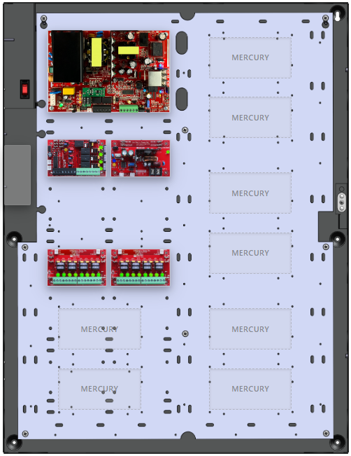 LifeSafetyPower FPO150-B100C42D8NLCE6M Mercury Unified Power Systems 150W Dual Voltage, 120 VAC 4 Relay Lock Outputs 16 Auxiliary Outputs