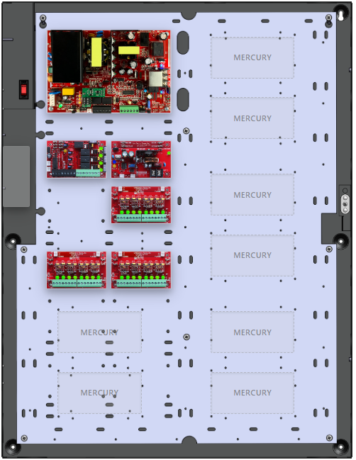 LifeSafetyPower FPO150-B100C43D8PNLCE6M Mercury Unified Power Systems 150W Dual Voltage, 120 VAC 4 Relay Lock Outputs 24 Auxiliary Outputs