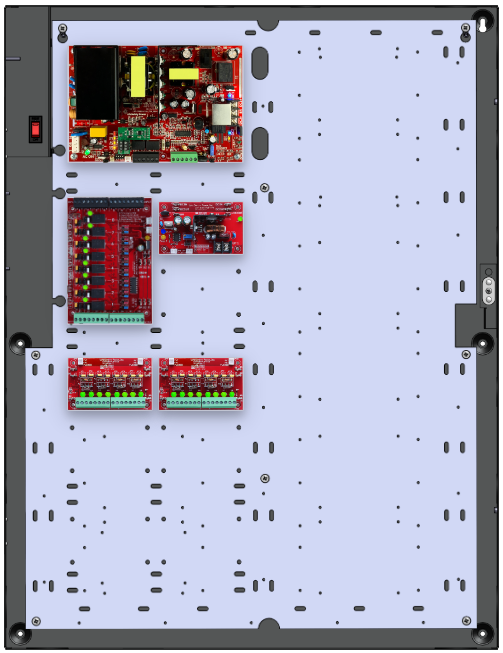 LifeSafetyPower FPO150-B100C8P2D8PE6M/T8-D Mercury ProWire Power Systems 150W Dual Voltage, 120 VAC 8 Relay Lock Outputs 16 Auxiliary Outputs