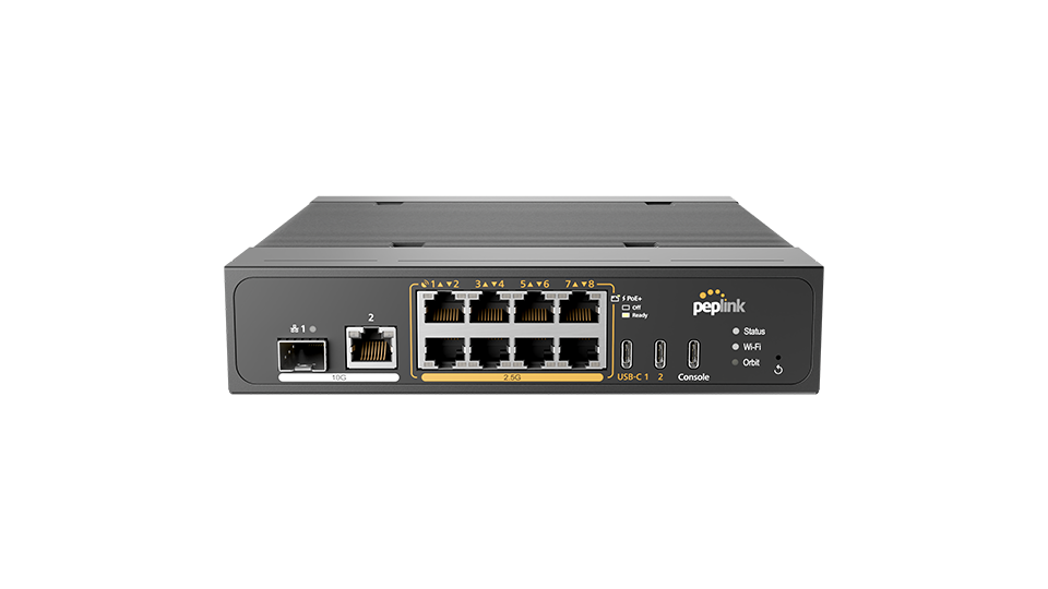 Peplink MAX-ORB-8-T-PRM MAX Orbit 8 8x2.5G Orbit WAN, 10G SFP+WAN/LAN, 10G RJ45 LAN, USB WAN, Wi-Fi6, 4Gbps, 8xPoE+